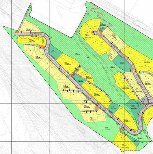 Rundt den nordaustlege åsen er det regulert gjennomgåande grøntstruktur i form av friområde og turdrag med turveg.