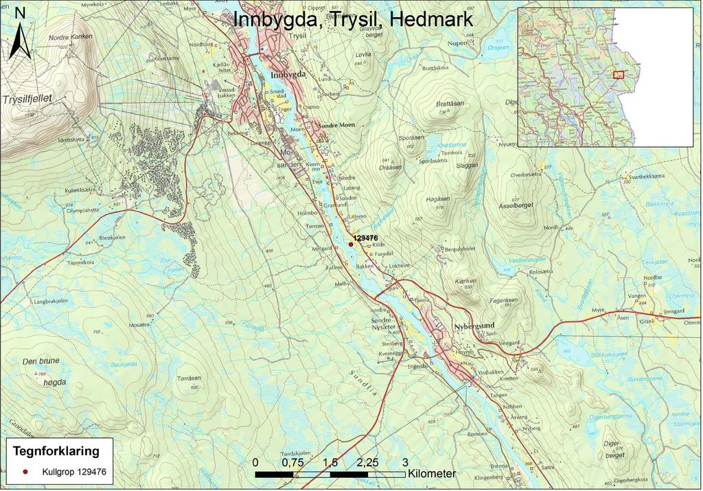6.6. KART 1. Oversiktskart over Innbygda, Trysil, Hedmark.