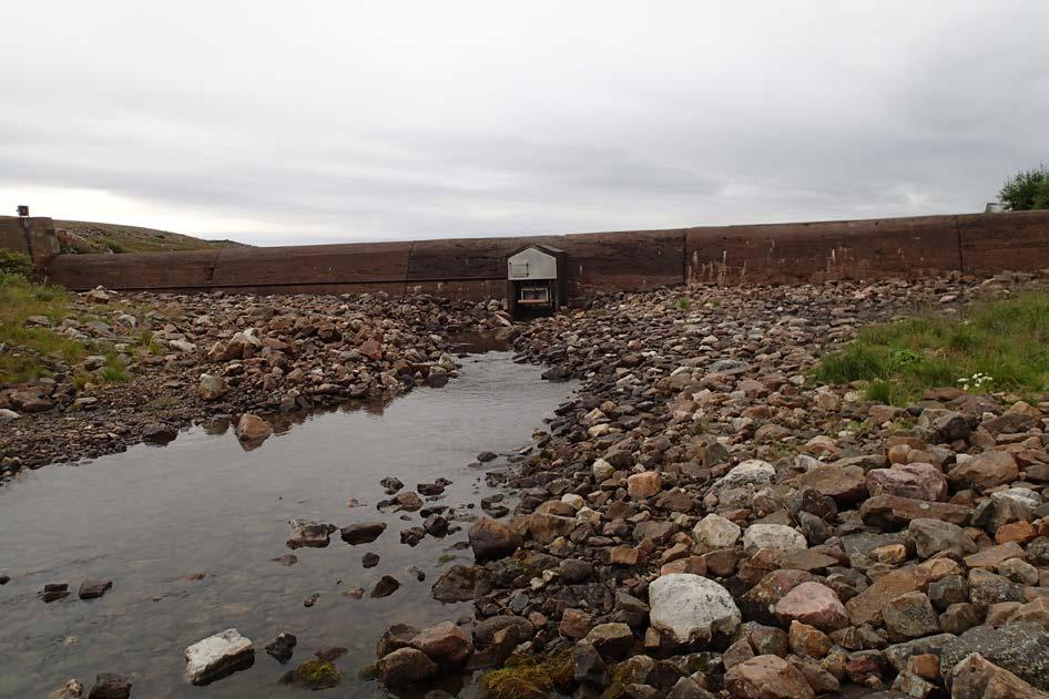 En liten lekkasje ut av Geatnajávri sørger for at det renner noe vann inn i øvre del av restfeltet til Kongsfjordelva, men dette fryser trolig til om vinteren. 3.