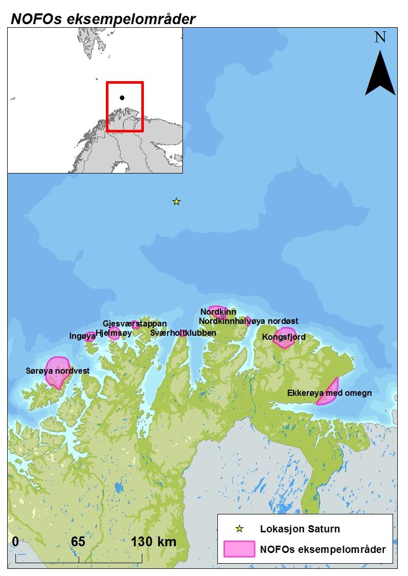 Figur 3-7 Definerte eksempelområder i nordlige og østlige deler av Finnnmark (NOFOs