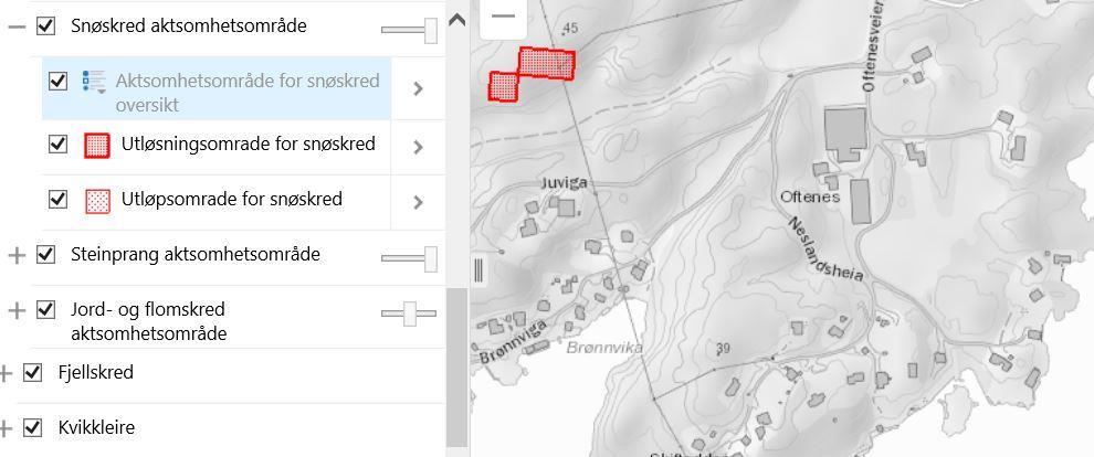 5.16 Risiko- og sårbarhet (eksisterende situasjon) Rasfare I h.h.t. NVE Atlas sitt skredatlas, er det ikke registrert fare for jordskred, steinsprang eller snøskred.