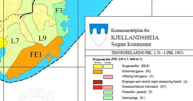 Figur 3, kommunedelplan Kjellandsheia. 4.2 Gjeldende reguleringsplaner Reguleringsplan Søndre del av Oftenes (ID 19911212-1).