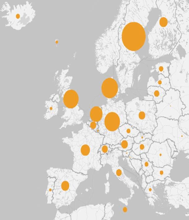 Eksport til Europa unntatt råvarer og kraftbaserte Eksportandel næringer Sverige 28% Danmark 13% Tyskland 12%