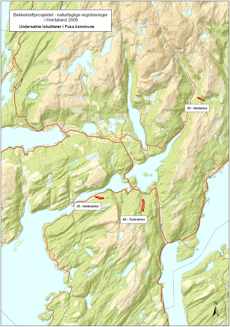 UNDERSØKELSESOMRÅDET De undersøkte lokalitetene i Fusa kommune er vist på kart i figur 1 nedenfor. Figur 1.