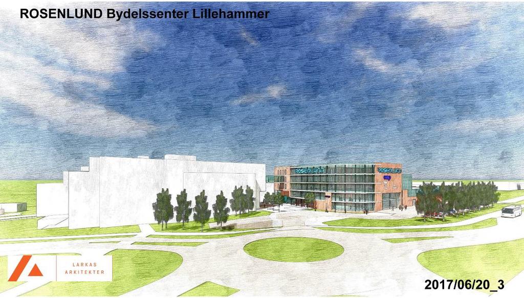 Utvidelsen av Bydelssenteret mot sørøst skal knyttes sammen med gangforbindelse til dagens kontorbygg for Fylkesmannen i Oppland.