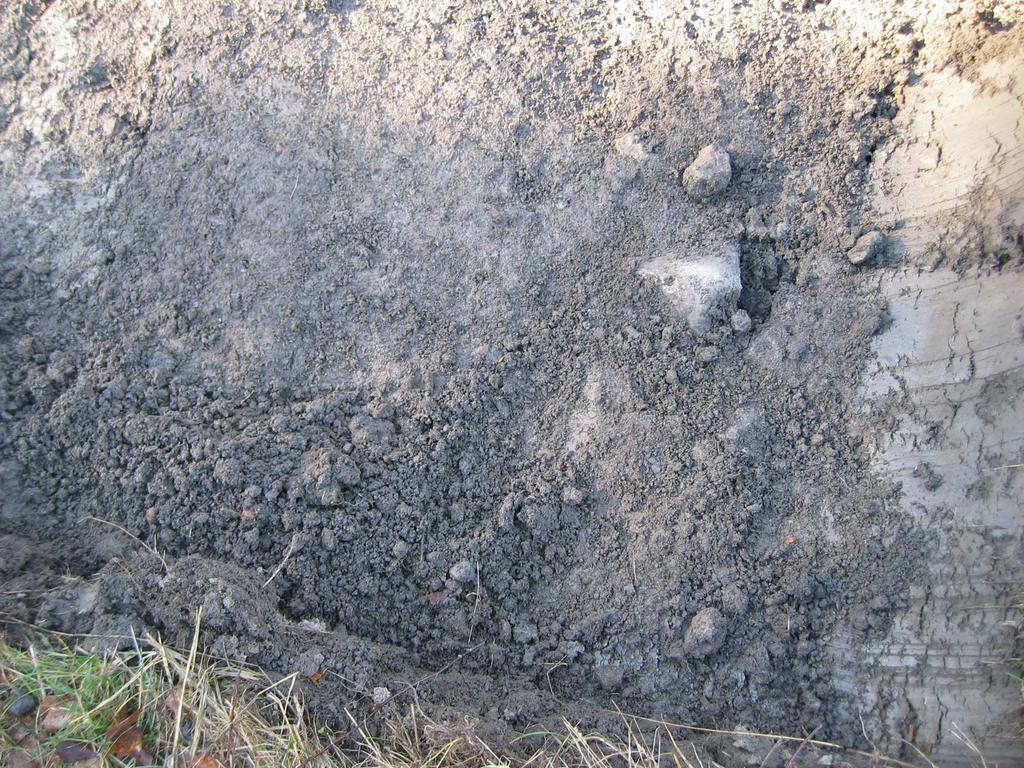 F7 Kokegrop Mål: 80 cm i diameter. Massene består av kullblandet silt med både vanlig stein og skjørbrent stein.