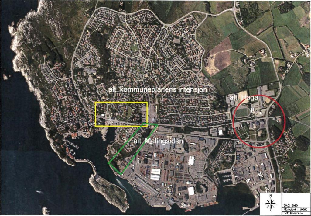 1 Alternativ arealdisponering 1.1 Vurdering av alternativene Tananger Havn, og. Det er i planprogrammet forutsatt at tre områder skal vurderes som aktuelle for sentrumsutvidelse: Tananger havn, og.