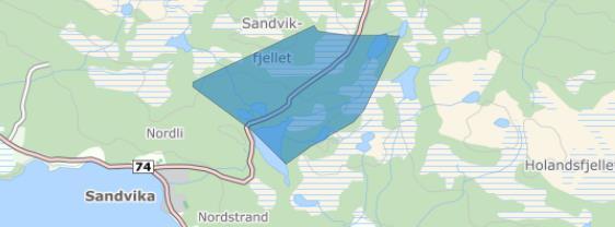 Figur 6. Blått felt viser plassering og størrelse (ca. 5 km 2 ) på foreslått område for detaljregulering på Kvelifjellet. 3.1.5. Lauvtangen Lauvtangen er avsatt til fritidsbebyggelse som framtidig regulert område.