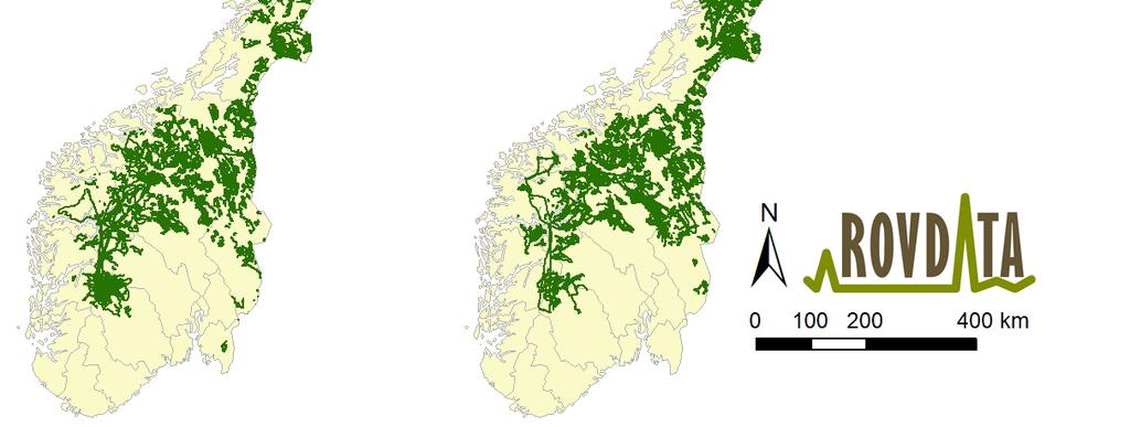 Yngleregistreringene er også vurdert opp imot alle registrerte synsobservasjoner av flere jerver i lag i perioden med tanke på mulige familiegrupper ( Rovviltobservasjoner 1.juni 1.