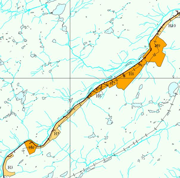 Sak 5/16 Kart 3: H3-H10 på gjeldende arealkart SAKSVURDERING: Denne saken startet opprinnelig med en søknad om å bygge en adkomstvei for seks hytter i Nedre Trangdal.