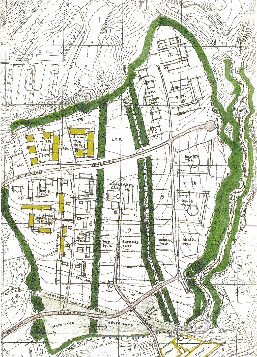 Bilde 2. Bildet viser den tenkte utbygginga innenfor planområdet.