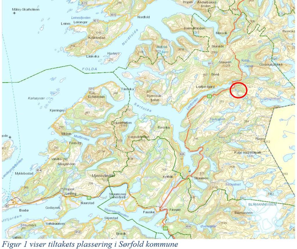 Kobbelv vertshus. Sørfjordvatnet minikraftverket vil ha en installert effekt på 0,15 MW som gir en årsproduksjon på 1,2 GWh, som tilsvarer årsforbruket til 60 husstander.