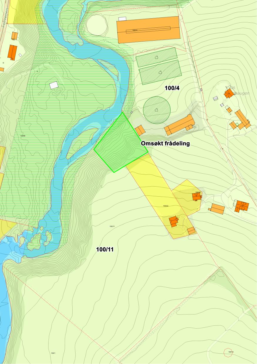 Arealet: Arealet er LNF i kommunedelplan for Rosendalsområdet 2004 Arealet langs elva er i kommunedelplan definert som viktig landskapsdrag/grøntstruktur der natur og friluftsinteresser skal