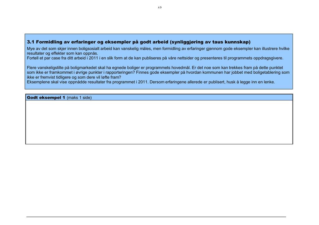 15 3.1 Formidling av erfaringer og eksempler på godt arbeid (synliggjøring av taus kunnskap) Mye av det som skjer innen boligsosialt arbeid kan vanskelig måles, men formidling av erfaringer gjennom