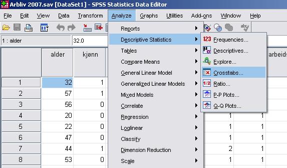 BIVARIATE ANALYSER I SPSS