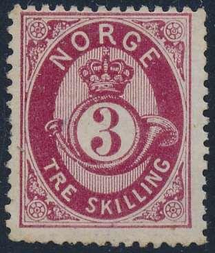 3 SK Posthorn - på lille brevstykke - annulleret attraktiv Veblungsnæs 25-7-1874........................................ 100 156 18 by - 3 skilling posthorn lettstemplet med STÅENDE VM - Hk 3400,-.