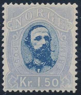 Lot 5 forskj verdier med et rettvendt fullstp. 25 øre gulnet, men ellers bra................................................... 300 206 42 Ia.