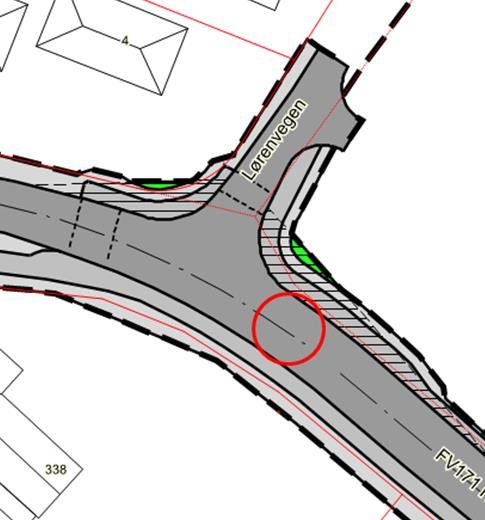er foreslått viser en ny veiføring for Lørenveien og en noe endret plassering av krysset med fv. 171 Haldenvegen.
