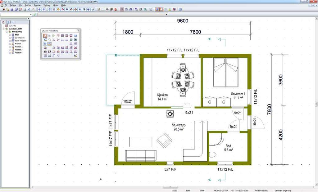 19.07.2012 Kapittel 15... 5 DDS-CAD Arkitekt Byggmester - innføring versjon 7 NB avslutt ALLTID dialogboksen via knappen [Lukk].