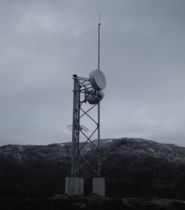 Tilsvarande mast (i Odda) som det er søkt om å setje opp på Tussen. Vurdering Det er i utgangspunktet forbod mot etablering av nye master innanfor landskapsvernområdet.