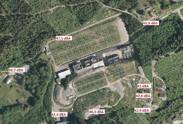 Målt støy fra transformatorstasjonen Måleresultater fra støyrapport