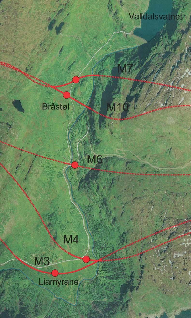 10 Ev 134 Vågsli Røldal - Grostøl Kommunedelplan Parsell: Kryssing av Valldalen Alternativ M3: Teikning B005