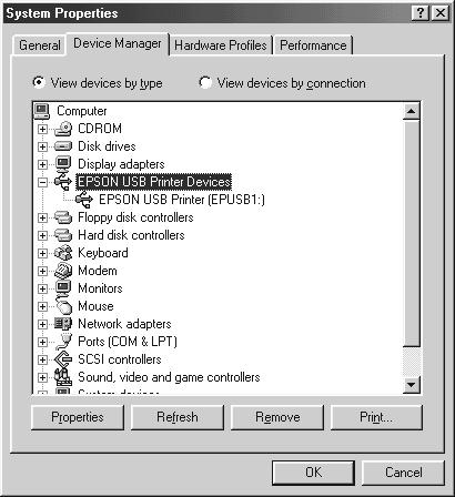 L TRBLE.FM Proof Sign-off: Hvis skriverne er riktig installert skal du få opp EPSON USB Printer Devices i menyen Device Manager.