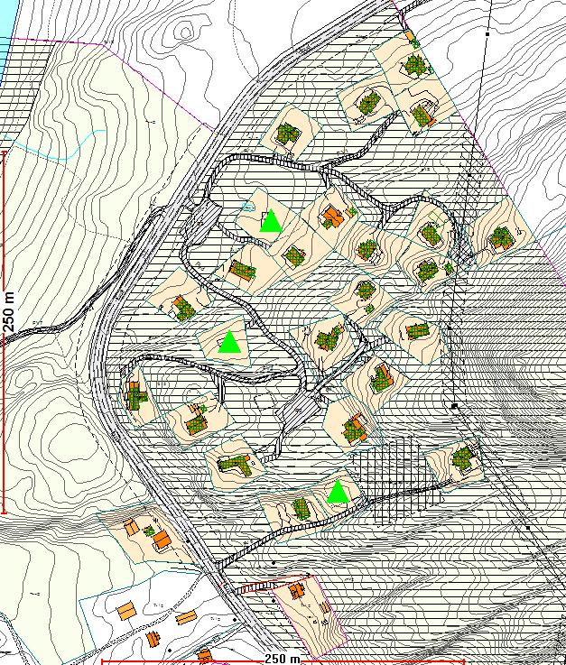 Side 3 av 5 2.3. Bebyggelsen Hyttenes størrelse inklusive boder/uthus skal ikke overstige T-BRA =100 m². Uthus bør bygges som del av hytta. Evt. frittstående bod kan ikke overstige T-BRA = 15 m².