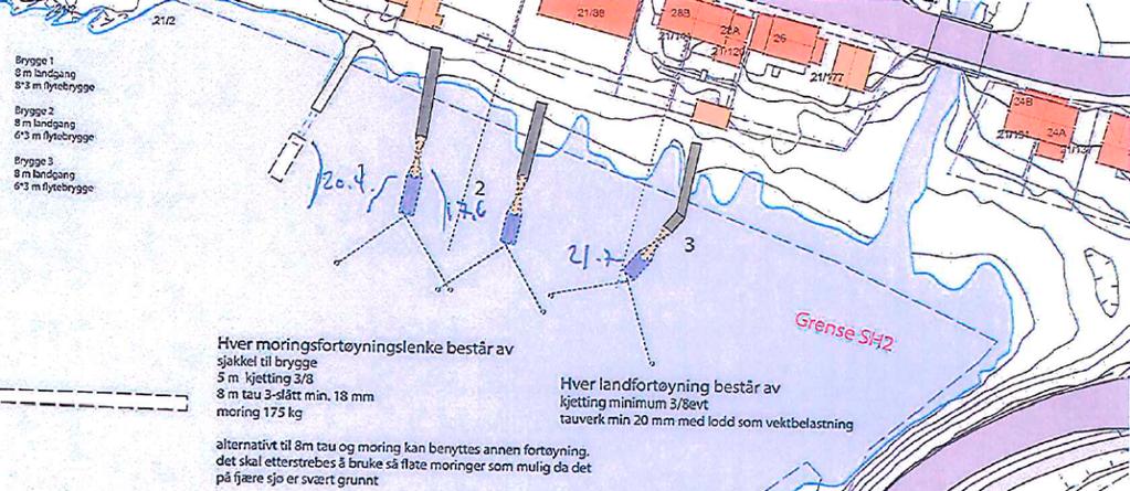 2: 4.2 Småbåthavn; SH1 og SH2 a) Områdene er avsatt til småbåthavn. b) Innenfor SH2 vil mindre flytebrygger kunne tillates.