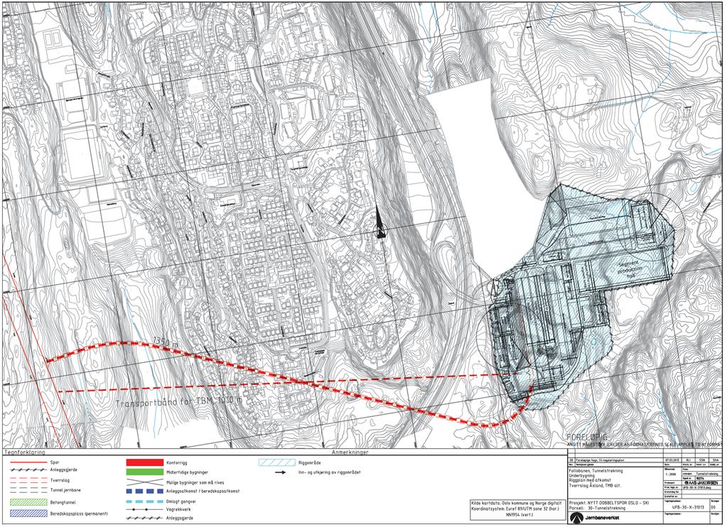 Riggplan tverrslag Åsland ved bruk av TBM