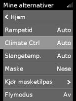 Med Climate Control Manuell kan slangetemperaturen og fuktighetsnivået stilles inn hver for seg, men beskyttelse mot kondensasjon er ikke garantert.