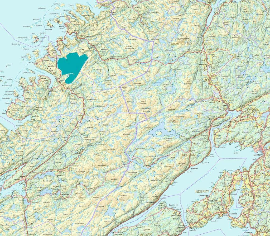 videre langs Litlvatnet og Rv 715 i vest. I nord ender planområdet ved Lindsetlian og Rosskardet. I øst følger planområdet tregrensa et stykke øst for Killingdalen, vest for Storhornet og Langvatnet.