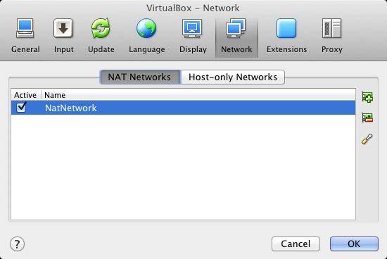 NAT i VirtualBox (Mac) VirtualBox fungerer som ruter med adresseoversetting (NAT) Defineres under Preferences Network DHCP-tjener