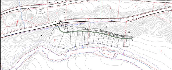 Alternativ 2 har, i samsvar med det som tidlegare hadde vore drøfta, kryss i fylkesvegen om lag 70 meter nord for krysset med traktorvegen. Veglengda til planlagt deponi vert då ca.