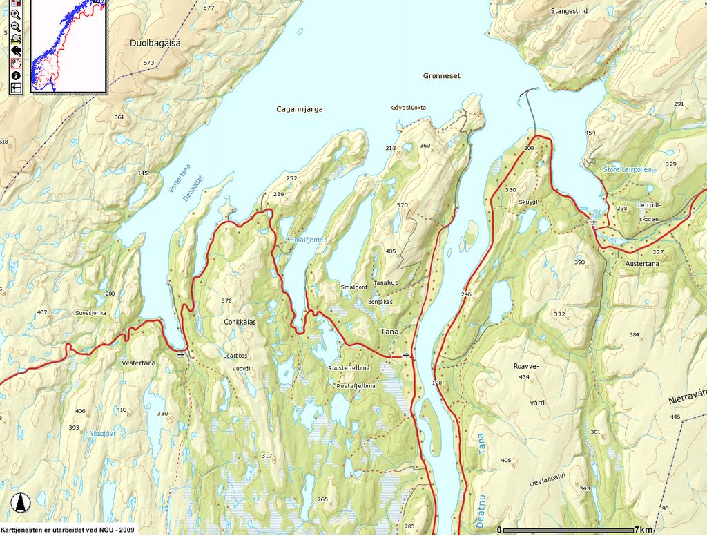 Fig. 5.2. Oversikt over lokaliteter med potensiale for småskala vannkraftanlegg. Kilde: NVE, 2004. Beregning av potensial for små kraftverk i Norge.