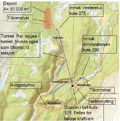 Grønn markering viser lokalisering av massedeponi.