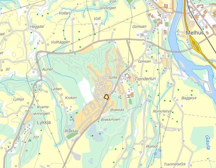 2.0 Planområdet 2.1 Oversiktskart Området ligger på Brekkåsen, Gimse, ca.