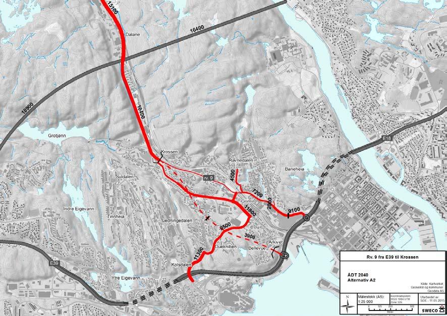 Trafikale konsekvenser 4.3.1 Beregnet trafikkvolum i utredete alternativer I dette kapitlet oppsummeres trafikkmengder i de ulike alternativene. Resultatene er oppsummert i et sammenstillingskapittel.