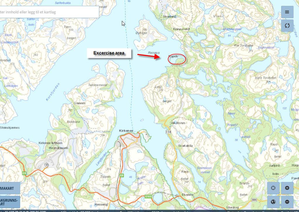 Kart Kirkenes Fjære sjø kl 0926 (101 cm).
