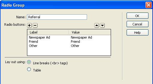 Check Boxes og Radio Buttons 1. I fjerde rad i høyre kolonne > klikk Checkbox i Insert bar 2. Skriv "Add me to the Teacloud newsletter" i label feltet 3.