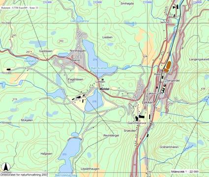 Figur 2. Kart over gruveområdet med markering av prøvetakingsstasjoner i perioden 2005-2010. 1: Overløp Bjønndalsdammen 6: Utløp Bjørnlivatn 2: Astrup pumpestasjon 7: A.