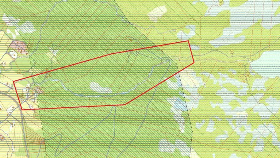 Figur 8 Kartutsnitt over årstidsbeite i tiltaksområdet. (Reindrift.no 07.05.2014) Tiltaksområdet er markert med rød firkant.