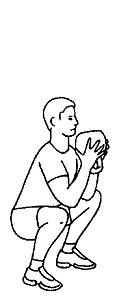 Øvelse Illustrasjon Treningsfokus Øvelsesdata Kommentar 1 Goblet squat 5-15KG:3 set x 12 rep Start i en stående posisjon med vekten fremfor brystet, og tett intill kroppen.