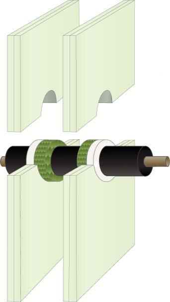 detaljtegning KABLER BRANNMOTSTAND EI 60 KABLER BRANNMOTSTAND EI 120 Kabler Ø55mm og kabler i bunt Ø50mm 20mm, densitet 140kg/m 3 eller tilsvarende på begge sider Kabler Ø21mm enkeltstående eller i