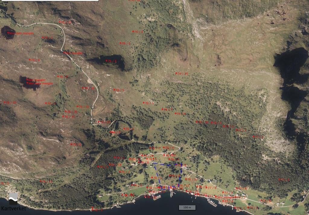 Figur 4 Flyfoto med bratthet Satelittdata Det er utført terrenganalyse ved hjelp av studier av