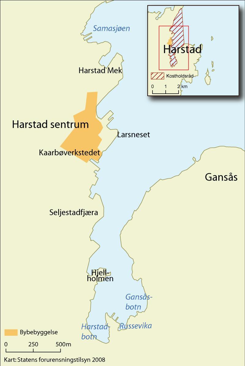 Tiltaksplan i Harstad Høye konsentrasjoner av PAH, PCB og kvikksølv i havnen som følge av industri, avfallsfyllinger, avløp og byliv gjennom mange år.