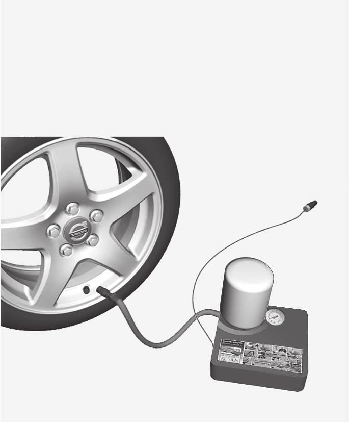 HJUL OG DEKK Provisorisk dekklapping - fremgangsmåte Tette en punktering med det provisoriske dekktetningsutstyret, Temporary Mobility Kit (TMK).