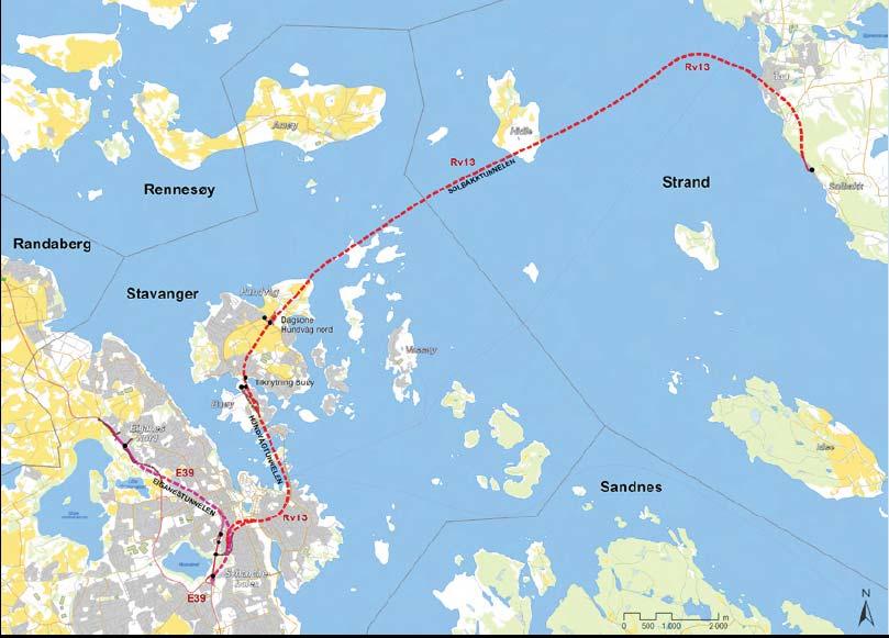 18 Rv. 13 Ryfylkes fastlandsforbindelse (Ryfast), E39/rv13 Stavanger - Solbakk Rv. 13 Ryfast er nytt planlagt vegsamband mellom ny E39 i Stavanger kommune og eksisterende rv. 13 i Strand kommune.