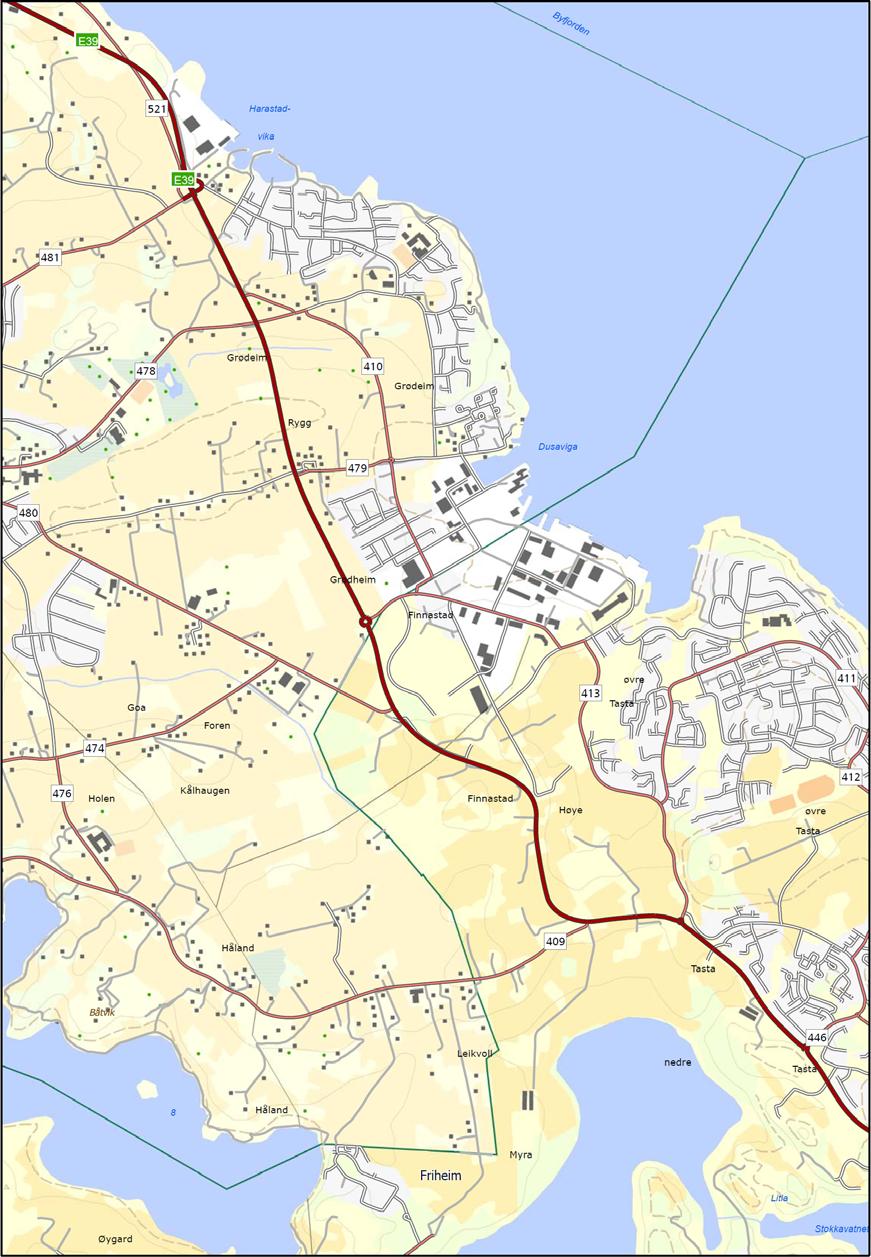 21 4 Planområdet Planområdet ligger i kommunene Stavanger og Randaberg og strekker seg fra Eskelandsveien ved Tasta til
