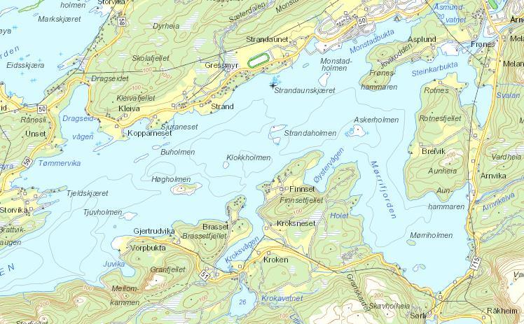 Oversikt - Strømmålinger Figur 8: Området rundt